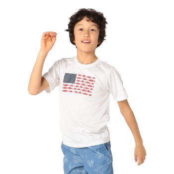 Columbia PFG Finatic Short Sleeve, Camiseta Blancos Para Niño | 782069-CYE